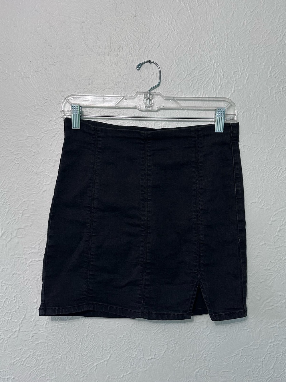free people | black denim skirt with small slit